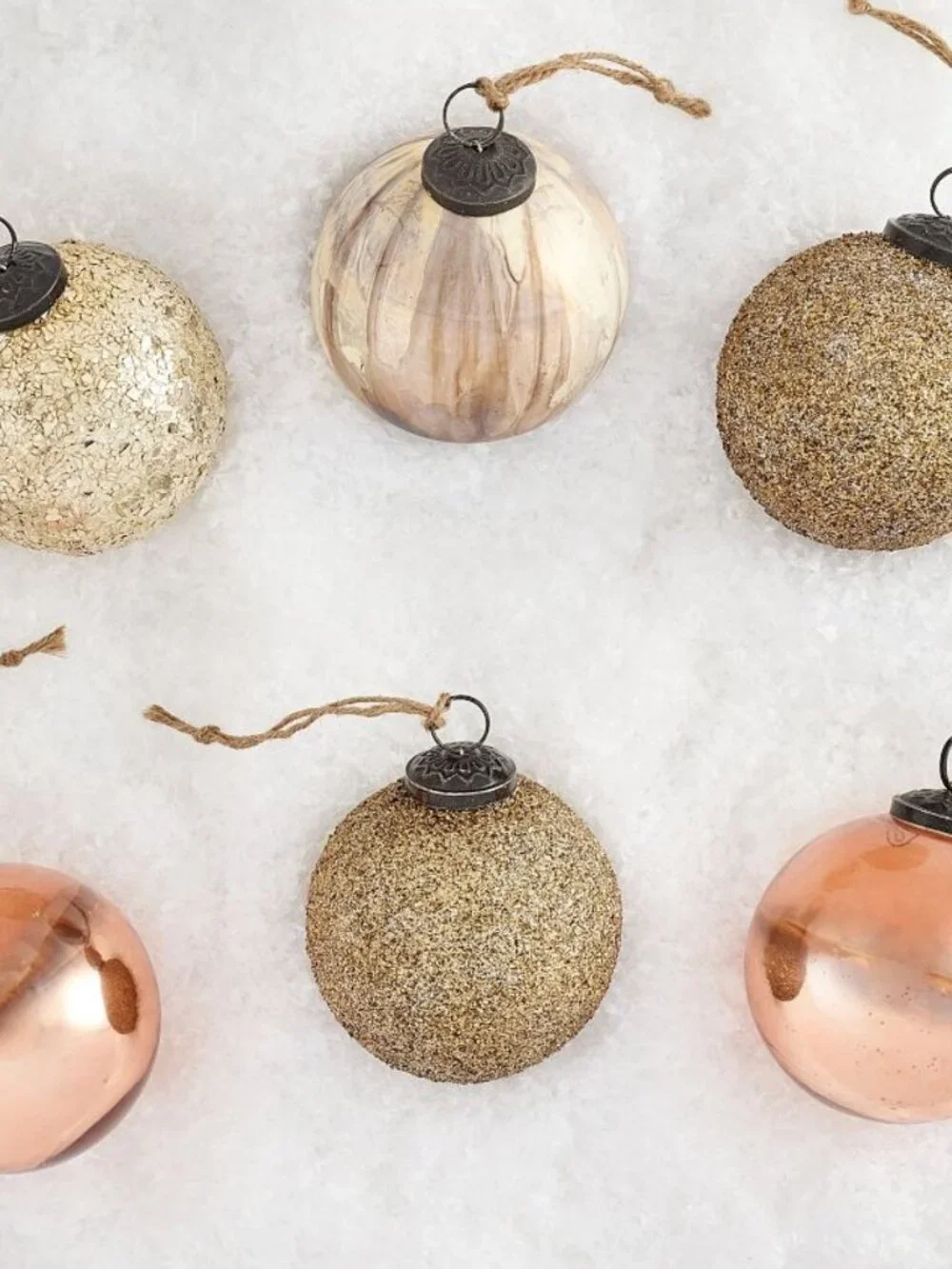 Pottery Barn Rustic Glam Ornaments - Set of 6